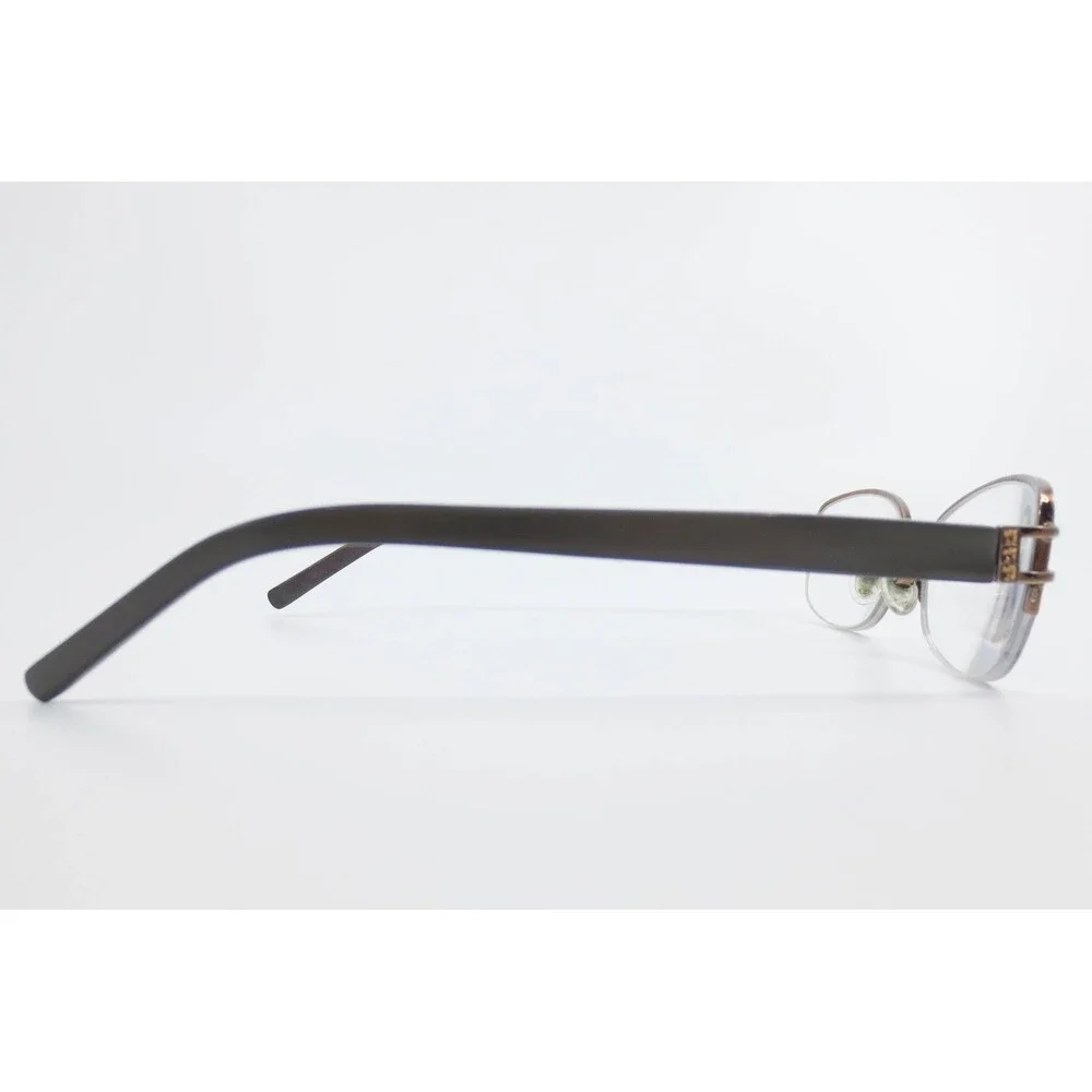 Copper Semi Rimless Eyeglasses Frames CL711 52-16-135 Brown Oval Rectangle